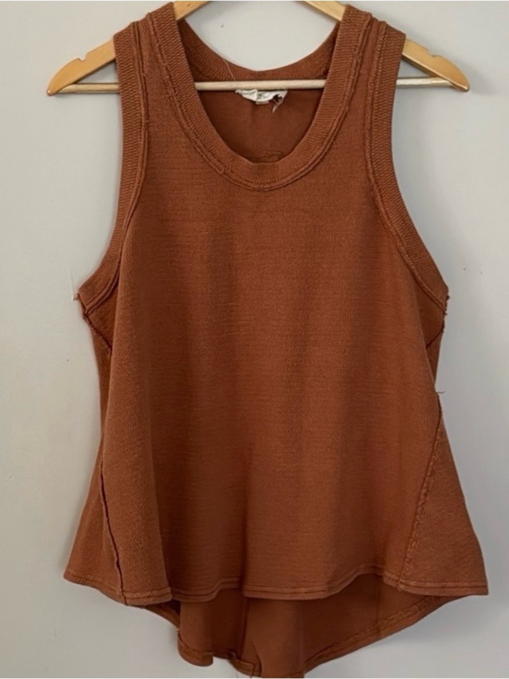 Dress up (L)rust orange boho western cowgirl knit tank top casual boutique